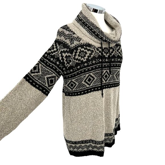 Maurices Nordic Pattern Cowl Neck Sweater Metallic Gray Black Size Medium NWT - Picture 6 of 11